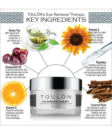 TOULON Eye Cream for Dark Circles, Puffiness & Wrinkles - Vitamin C, Peptides & AHA for Fine Lines. Minimize Crows Feet, Puffy Eyes & Bags - Buy Online on SooperMarket.com