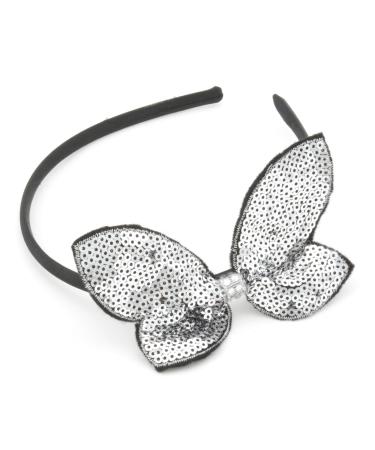 Zest Alice Band with Sequinned Bow Hair Accessory Black & Silver