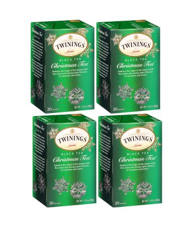 Twinings of London Christmas Black Tea, Individually Wrapped, Spicy and Warm Taste, Flavored with Cinnamon and Cloves, Soothing Aroma (4 Pack - 120 Tea Bags Total) 20 Count (Pack of 4)