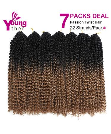 Youngther 7 Packs 154 Strands Passion Twist Hair for Butterfly Locs Crochet - 18 Water Wave Synthetic Bohemian Ombre Braiding Hair - Perfect Gift for Women - Buy Online on SooperMarket.com