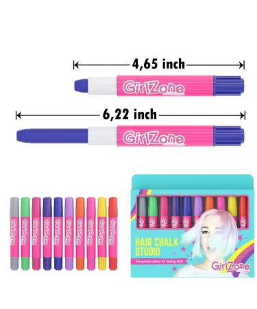 GirlZone Hair Chalk Set - 10 Piece Temporary Hair Color for Girls Ages 8-12 | Birthday Gift for 7-11 Year Olds - Buy Online on SooperMarket.com