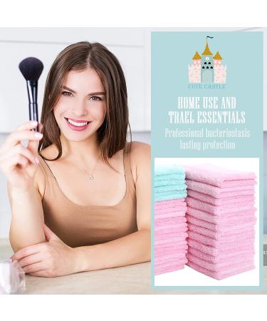 24 Count Premium Soft Makeup Remover Cloths - Microfiber Facial Washcloths - Fast Drying & Highly Absorbent Towel - Pink-Blue 7x9 Inch (Pack of 24) - Buy Online on SooperMarket.com