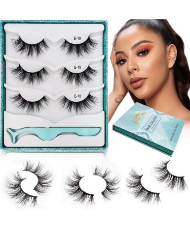GOO GOO Mink Eyelashes Fake Eyelashes  Natural Crossed Cluster Daily Type 16mm 1 Style 3 Pairs/set Siberian 3D Mink Eyelashes Hand Made Strips False Eyelashes Fluffy Real Eyelashes 3 Pair (Pack of 1) A 1 Style-Daily 2