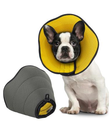 BONTHEE Soft Dog Cone Alternative After Surgery Dog Cone Collar for Small Dogs Adjustable Dog Recovery Collars for Pet Lightweight E-Collars for Dogs Elizabethan Collar for Dogs Stop Licking(XL) S Yellow