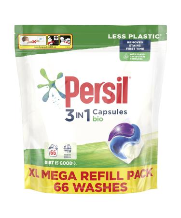 Persil 3 in 1 Bio Laundry Washing Capsules brilliant stain removal XL mega refill pack 1. 782 kg (66 washes) Bio 1.78 kg (Pack of 1)