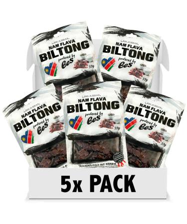 Nam Flava - Original Biltong from Namibia - 250g (5x50 g) - Beef Jerky dried meat high in protein 50 g (pack of 5)