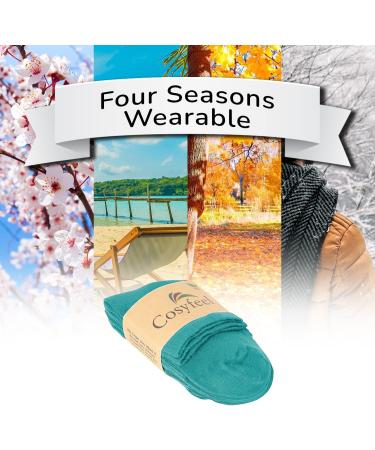 Cosyfeel Women Loose Diabetic Socks | 4-Pack Neuropathy Ankle Socks for Ladies | Super Soft Eco-Friendly Bamboo Material | Durable with Seamless Toe | Multicolour Patterns | 4 Seasons 7-9 1/2 BLUE CURACAO - Buy Online on SooperMarket.com