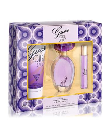 GUESS Girl Belle Eau de Toilette 3 Piece Gift Set - Perfume Spray 3.4 Fl. Oz. Travel Spray 0.5 Fl. Oz. & Body Lotion 6.7 Fl. Oz.