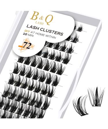 Cluster Lashes D Curl 12mm 72 Clusters B&Q Lash Clusters Individual Lashes Volume Eyelash Clusters DIY Lash Extensions Soft Wispy Cluster Eyelash Extensions DIY at Home (B08 D-12mm) D-12 mm B 08