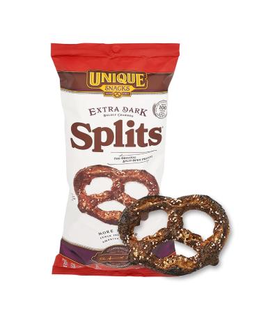 Unique Snacks Extra Dark Splits Pretzels, Delicious Vegan, Homestyle Baked, Certified OU Kosher and Non-GMO, No Artificial Flavor, 11 Oz Bags (Pack of 6)