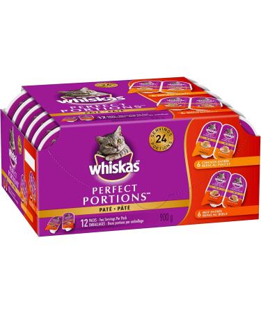 WHISKAS Perfect Portions Meaty Selections Adult Wet Cat Food Pat + Cuts in Gravy Chicken & Tuna (12x75g Trays) - Buy Online on SooperMarket.com
