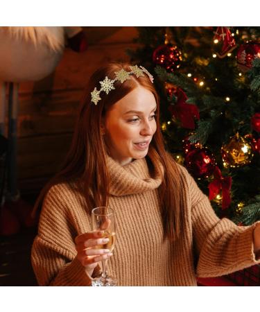 Uonlytech Snowflake Headband Christmas Headwear Glitter Hair Bands Gold Headpiece Xmas Headbands for Party Festival - Buy Online on SooperMarket.com