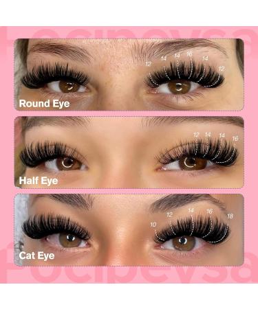 Focipeysa Fluffy Lash Clusters 100D | 10-18mm Individual D Curl Eyelash Extensions | DIY Lash Kit for Beginners | International Shipping Available - Buy Online on SooperMarket.com