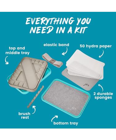 WetNDri Stay Wet Palette Kit for Acrylic Miniature Painting - 50pc Pallet Paper, 2 Sponge, Warhammer 40K Model Paint Brush Holder - Paint Mixing Storage Container with Lid - Buy Online on SooperMarket.com