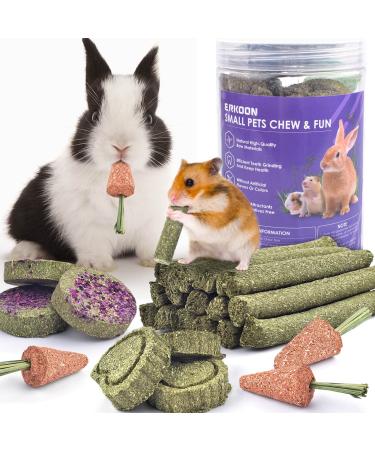 Erkoon 24 pieces 250g rabbits toys Timothy hay sticks carrots rose grass cake dental care molar chinchillas toys toy cake stuff for rabbits guinea pigs hamsters chinchilla