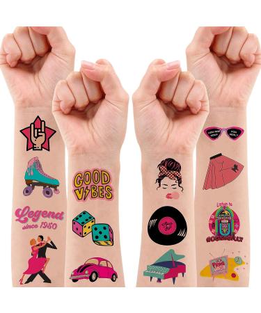 50s Temporary Tattoos (96PCS) - Birthday Party Decorations & Favors for Fans | Women, Men, Boys, Girls | School Prizes & Gifts - Buy Online on SooperMarket.com