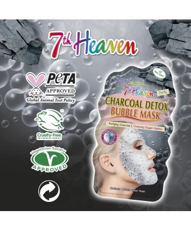 7th Heaven Charcoal Detox Bubble Sheet Face Mask - Purifying Charcoal & Oxygen Bubbles for All Skin Types - Quick Pore Cleansing - Buy Online on SooperMarket.com