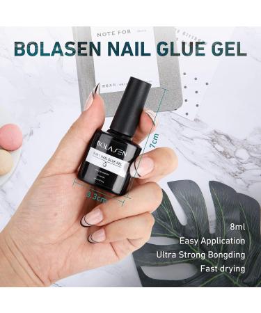BOLASEN 5-in-1 Gel Nail Glue - Extra Strong Brush On Nail Adhesive for Acrylic Tips, Broken Nails, UV/LED Curing 8ml - Buy Online on SooperMarket.com
