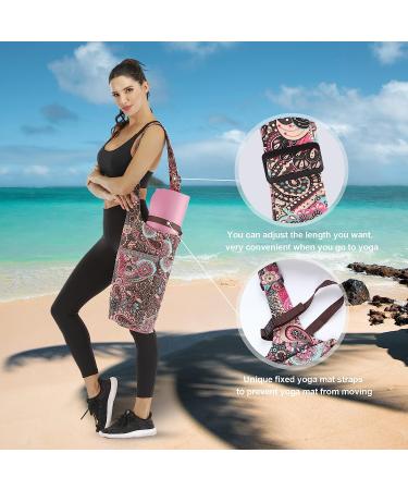 Mookis Yoga Mat Bag | Adjustable Shoulder Strap | Large Size Zipper Pocket | Flower Pattern | Multipurpose - Buy Online on SooperMarket.com