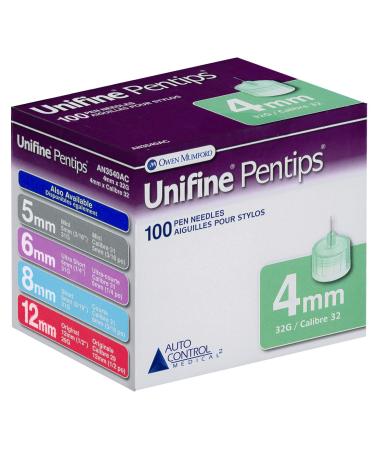 Unifine Pentips latex free pen needle 4mm 32G Electropolished and treated with advanced silicone Universal Fit