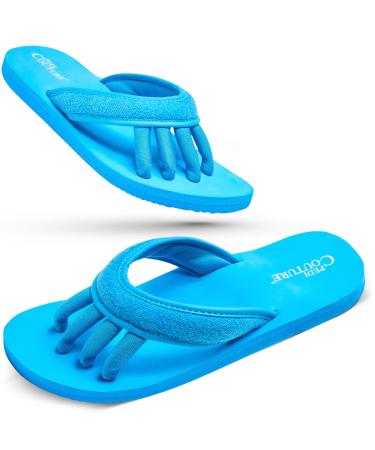 Pedi Couture Pedicure Sandals for Women - Toe Separator Slippers Large Turquoise