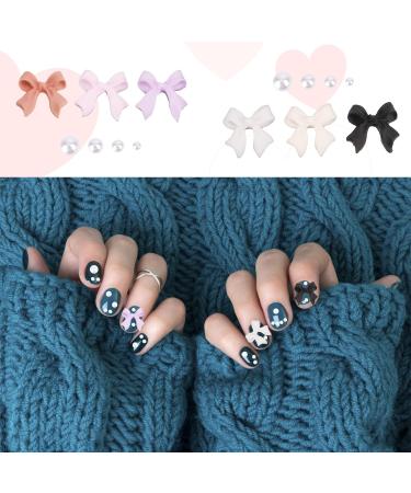 3D Bow Nail Charms 6 Colors Tiny Bow Charm with Pearl Stone Nail Design Colorful Nail Decorations for Jewelry Clothes Shoes DIY Craft - Buy Online on SooperMarket.com