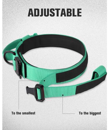 Joytale Tactical Dog Collar | Durable Dog Collar with Handle for Large Dogs | XL Turquoise with QR Code Dog Tag - International Shipping Available - Buy Online on SooperMarket.com