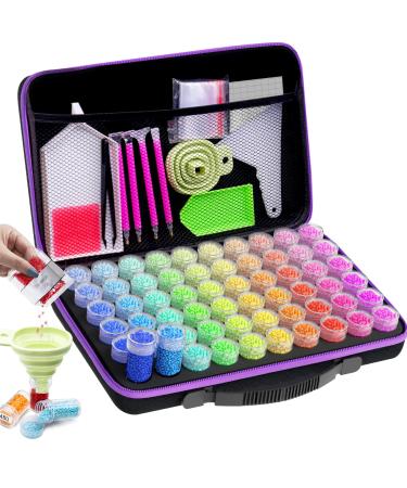 ARTDOT Diamond Painting Storage Containers, 60 Slots Diamond Painting Accessories Shockproof Jars for Jewelry Beads Rings Charms Glitter Rhinestones Black Medium(60 Jars)
