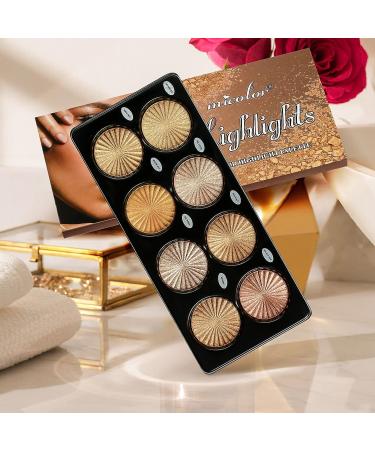 Beteligir 8 Color Highlighter Powder Palette - Facial Bronzers Illuminator Palette for Long Lasting Brilliant Skin - Face Makeup Set - Buy Online on SooperMarket.com