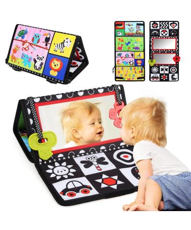 LinStyle Baby Montessori toys with two mirrors foldable Tummy Time Baby Toys black and white contrast patterns educational toys for newborn gift