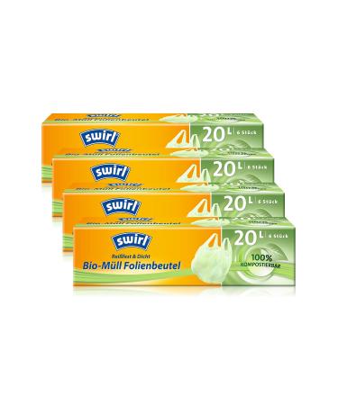 Swirl organic waste foil bags with handle 20 liters 4 rolls with 6 bags each green 6 pieces (pack of 4)