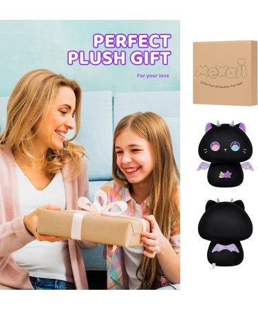 Mewaii 14'' Soft Purple Big Eyed Cat Mushroom Pillow Stuffed Animal Plush - Cuddly Cat Plush Toy for Kids - Buy Online on SooperMarket.com