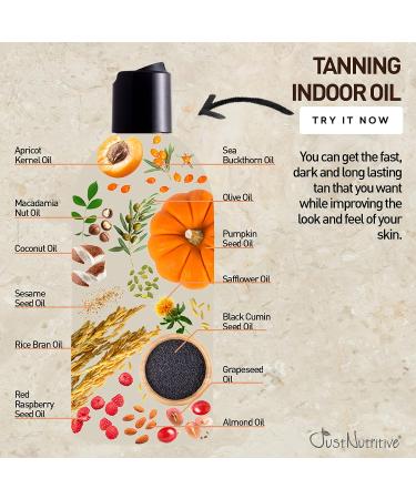 Sun-Kissed Glow with Just Nutritive 8 Oz Tanning Indoor Oil - Natural Body Serum for Moisturized Skin - Buy Online on SooperMarket.com