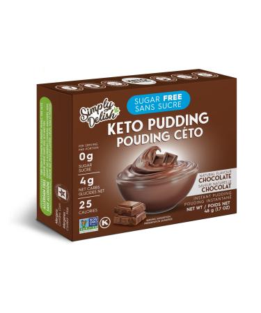 Simply Delish Natural Instant Chocolate Pudding - Sugar Free, Non GMO, Gluten Free, Fat Free, Vegan, Keto Friendly - 1.7 OZ (Pack of 1) 1.7 Ounce (Pack of 1)