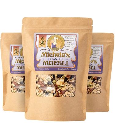 Michele's Granola Muesli Toasted Muesli Gluten-Free No Refined Sugar & Non GMO - 12 Oz - Pack of 3