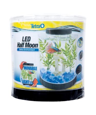 Tetra LED Half Moon aquarium Kit 1.1 Gallons, Ideal For Bettas, Black, 4.6 x 9.1 x 9.9 Inches (29049)