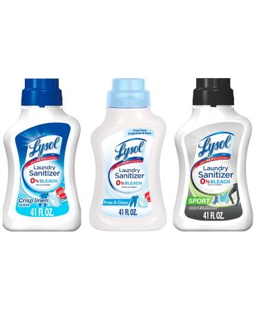 Lysol Laundry Sanitizer Additive 41 Fl Oz Multifragrance 3 Pack Bundle Crisp Linen Free & Clear Sport Scents 41 Fl Oz (Pack of 3)