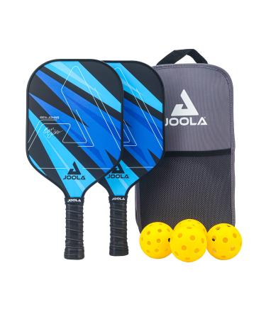 JOOLA Ben Johns Pickleball Set with 2 Fiberglass Paddles - Includes 2 Indoor & 2 Outdoor Pickleball Balls & Pickleball Bag - Lightweight Pickleball Racket Set for All Levels - Honeycomb Polymer Core