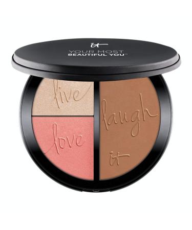 IT Cosmetics Your Most Beautiful You Anti-Aging Matte Bronzer, Radiance Luminizer & Brightening Blush Palette - With Hydrolyzed Collagen, Silk & Peptides - How-To Guide Included