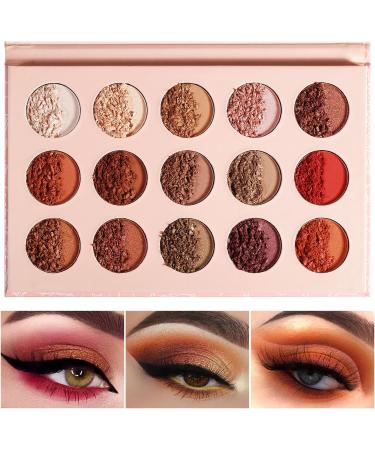 Neutral Eyeshadow Palette - Rose Gold Smokey Red Brown Highly Pigmented Matte Shimmer and Metallic 15 Colors Eye Shadow Pallet - DE LANCI Professional Warm Natural Tone Bronze Eyeshadow For Beginners - Buy Online on SooperMarket.com