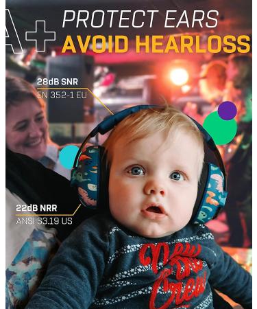 Vanderfields Baby Ear Protection Toddler - Dinosaur Club Design - 22dB NRR - Ages 3 Months to 3 Years - Buy Online on SooperMarket.com
