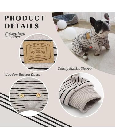 KYEESE Stretchy Dog Pajamas for Small Dogs - Striped 4 Legged Jumpsuit for Hair Shedding Cover - XL - Ivory Brown - Buy Online on SooperMarket.com