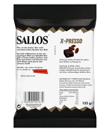 Sallos X-Presso Storage Pack - Licorice Candy with Coffee Extract | Vegan | Natural Licorice Juice | 15 x 135g - Shop Internationally - Buy Online on SooperMarket.com