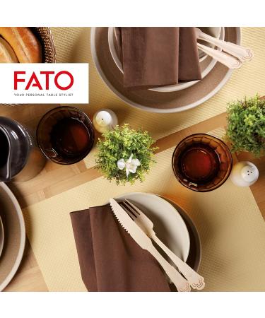 Fato Disposable Paper Napkins - 50 Pack 33x33 cm 4-Folded 2-Layer Chocolate Color Ideal for Lunch & Buffets - 100% Pure Cellulose FSC Certified - Buy Online on SooperMarket.com