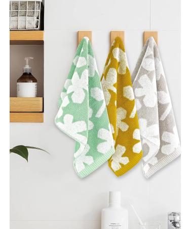 Set of 6 100% Cotton Hand Towel Fingertip Towels - 12x21 Inches - Small Towels for Bathroom, Kitchen, Spa - Gray, Sage, Mustard - Four Leaf Clover Design - Buy Online on SooperMarket.com