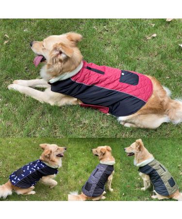 Etechydra Reversible Waterproof Dog Coat Vest with Reflective Trim, Warm Fleece Collar | Red+Black | Small - Buy Online on SooperMarket.com