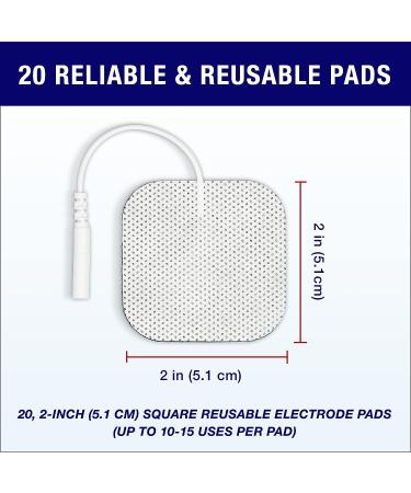 Syrtenty TENS Unit Pads 2x2 20pcs - Reusable Electrode Patches for Electrotherapy - Buy Online on SooperMarket.com