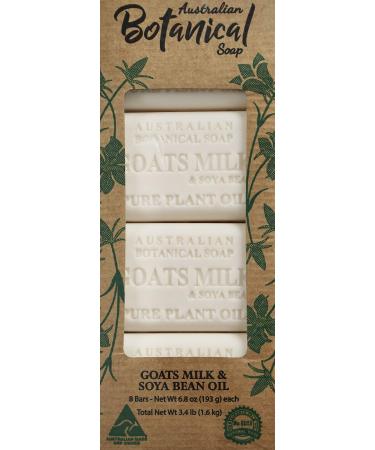 Australian Botanical Soap Goats Milk and Soya Bean Oil Triple-Milled, 8 Bars
