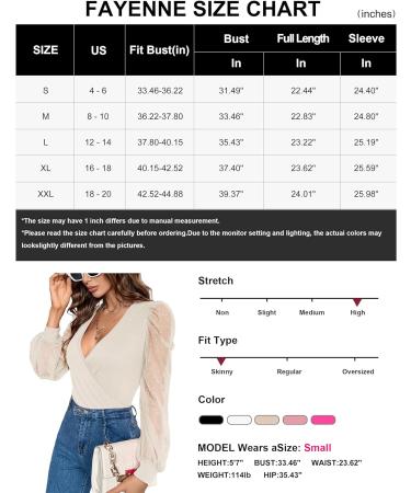 Fayenne Womens Tops Deep V Neck Cross Wrap Sexy Tops Polka Dot Mesh Long Sleeve T Shirt Casual Blouses S Beige - Buy Online on SooperMarket.com
