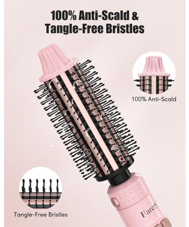 4-in-1 Interchangeable Automatic Rotating Curling Iron & Thermal Brush Set - Pink | Instant Heat 410 F for Effortless Curls - Buy Online on SooperMarket.com